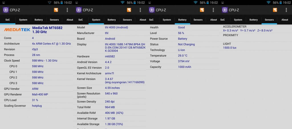 THL 4000 cpu-z