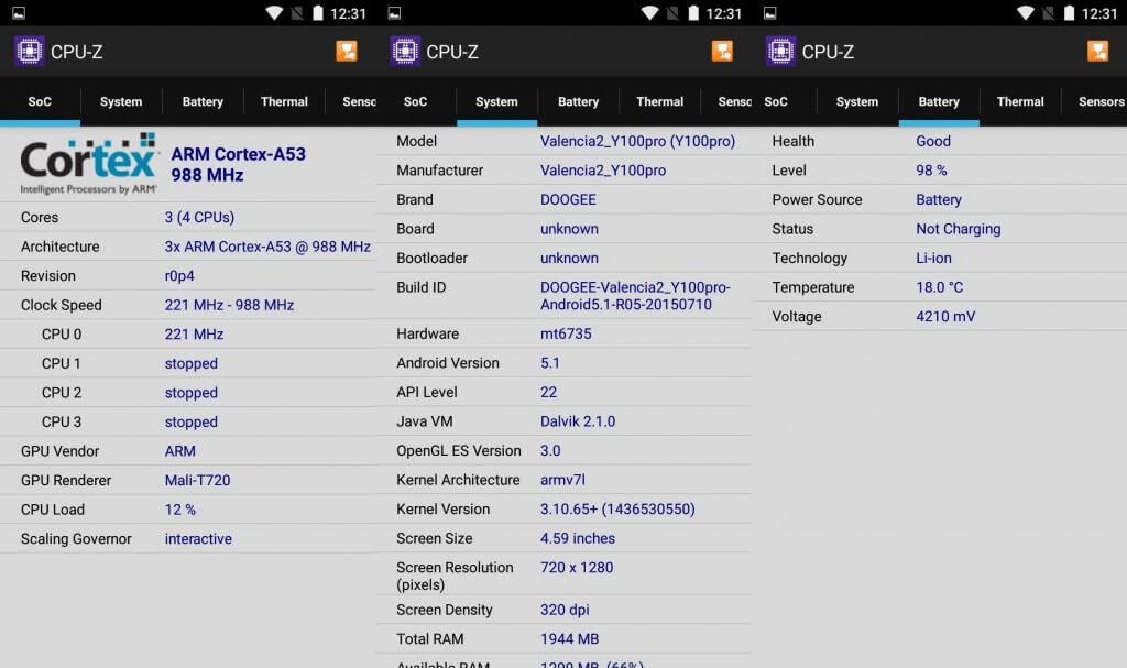 cpu-z-doogee-pro
